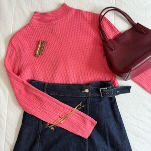 Vintage 100% Cotton, pink cable knit sweater size S